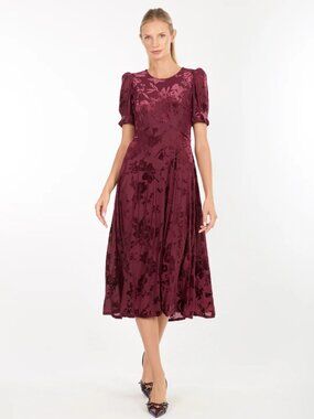 SUPER NATURAL BY SECRET MISSION Fran Dress - Velvet in Garnet Floral S NWT $395